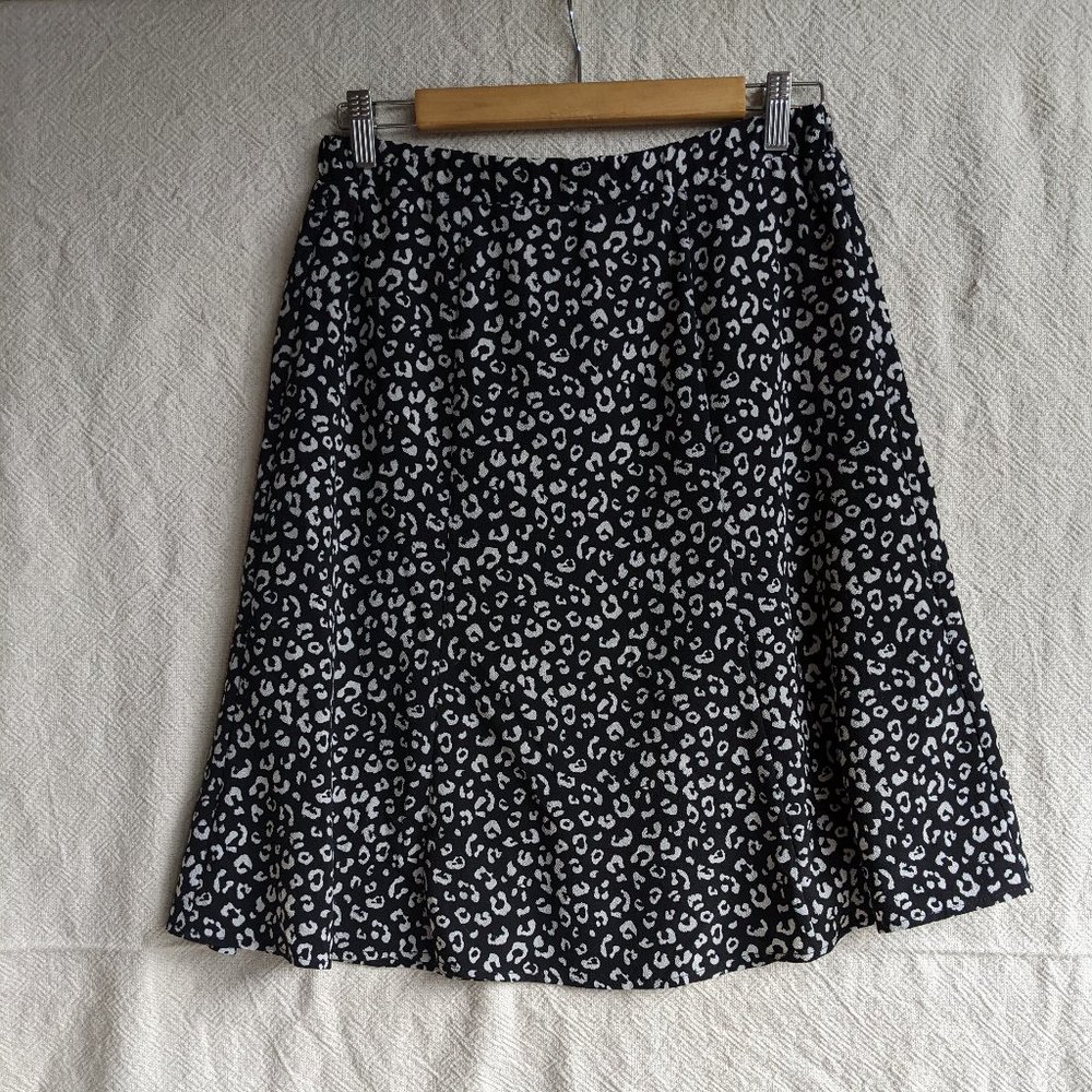 Bobeau Black White Leopard Print Skirt